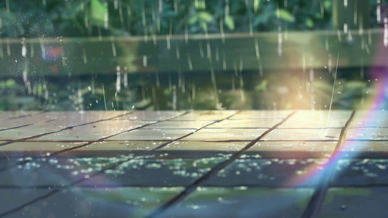1080P, Makoto Shinkai, pavements, rain, The Garden of Words, rainbows