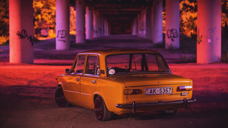 lada, classic car, vaz–2101, vintage car, yellow car, 4K, lada 1200, zsiguli, sedan