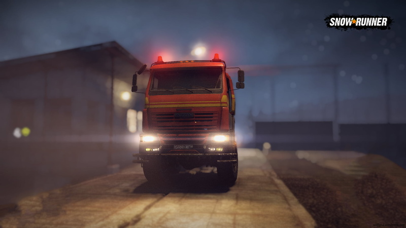 night, 1080P, Snowrunner, truck, Spintires MudRunner, Epic Games, Russian cars, lights, video games
