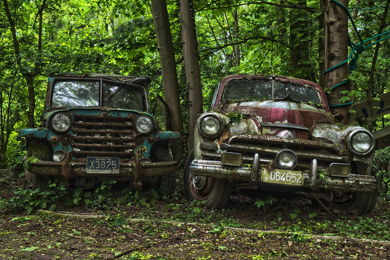damaged, russian, run-down, plant, dirty, turned off, mode of transportation, gaz m20, over, car, broken, transportation, motor vehicle, oldtimer, scrap