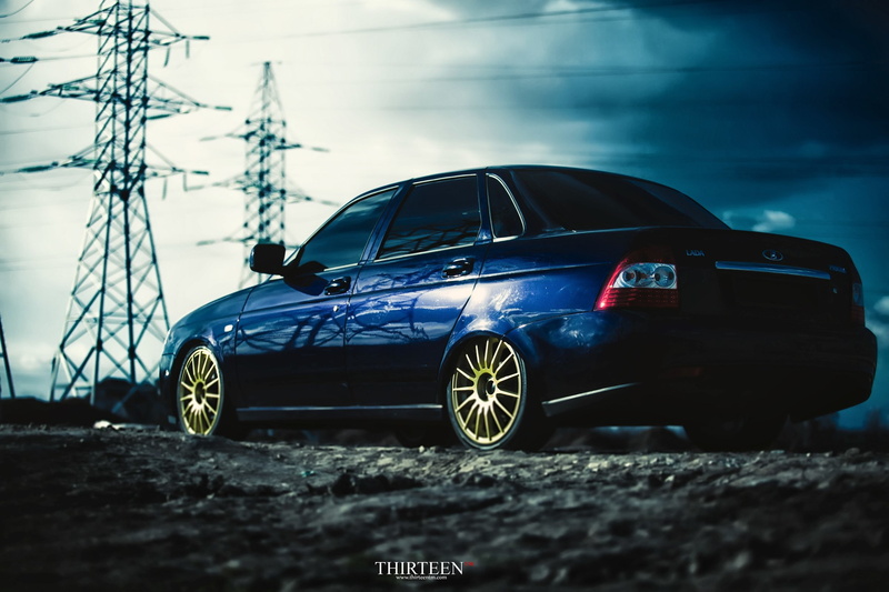 sedan, blue, Lada, lights, Priora, car, feed, 2K, wheels, auto
