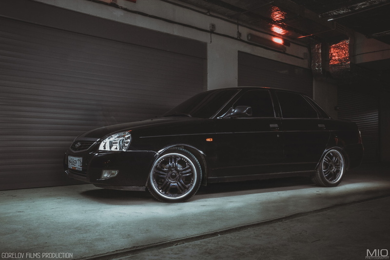 black, photography, VAZ, Priora, tinted, sedan, GORELOV FILMS PRODUCTION, photographer, Lada, Prior, 2K