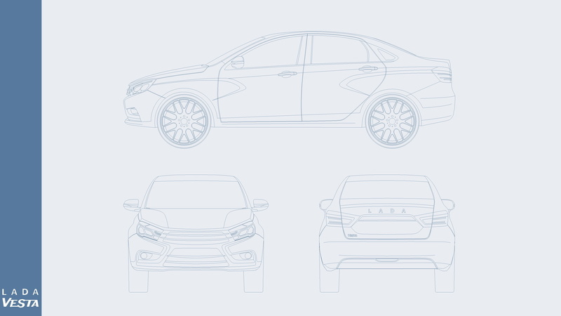 vector, sketch, Vesta, cut out, LADA, indoors, transparent, lighting equipment, no people, white color, drawing, sedan, connection, concept cars, pencil drawing