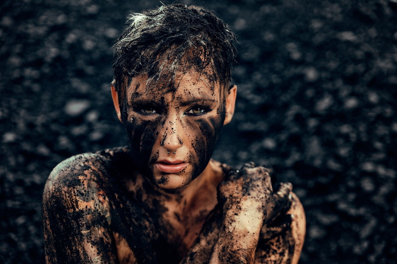women, model, dirty, 1080P, short hair, mud
