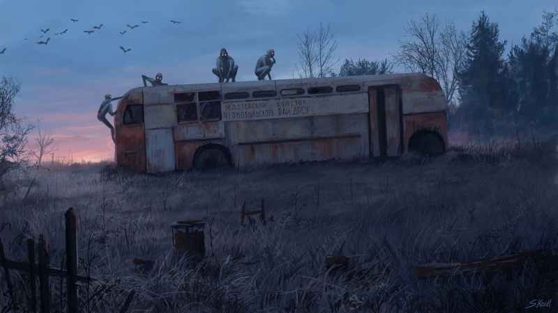 vehicle, Stefan Koidl, horror, artwork, creature, 1080P, Chernobyl