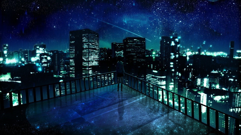 tower, skyscraper, built structure, edge, city, building exterior, girl, nature, tall - high, outdoors, financial district, lights, 1080P, sky
