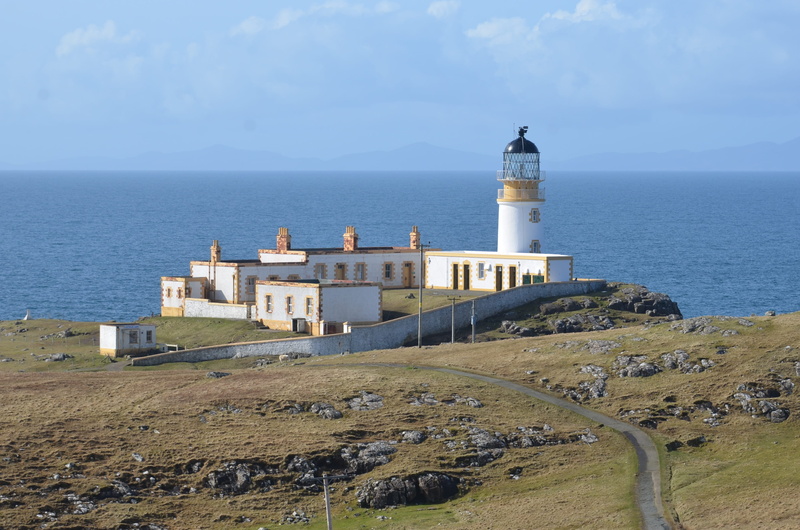 direction, cliff, built structure, building, outdoors, building exterior, scotland, sea, horizon, isle of skye, nature, landscape, neist point, tower, security