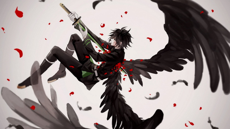 sword, anime, wings, Yuichiro, angel, art, the last Seraphim, Owari no Seraph, 1080P