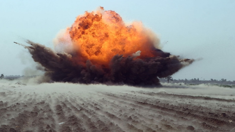 explosive, exploding, 1080P, conflict, war, military, sky, fighting, destruction, aggression, smoke, erupting, no people, cloud - sky, weapon, land, fire