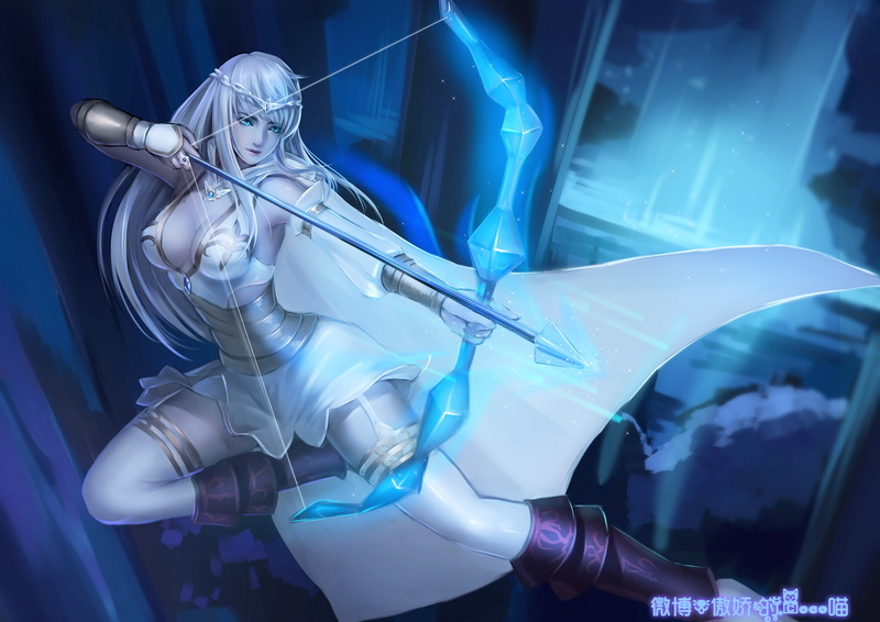 illuminated, representation, 2K, art and craft, bow, indoors, security, white hair, occupation, league of legends, male likeness, Games, lol, human representation