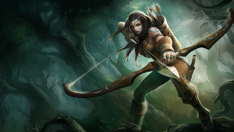 art, league, 1080P, woad, splash, ashe, legends, hd, desktop