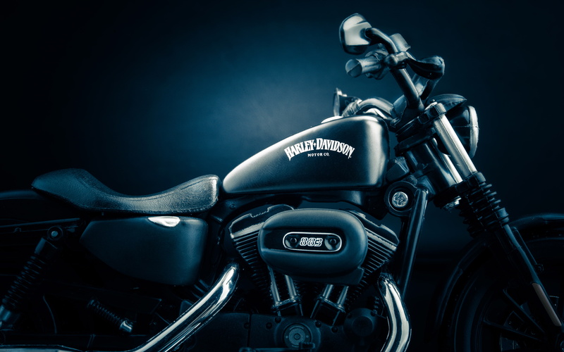 black background, sport, Iron, 883, blue, mode of transportation, silver colored, Davidson, close-up, no people, transportation, speed, land vehicle, wheel