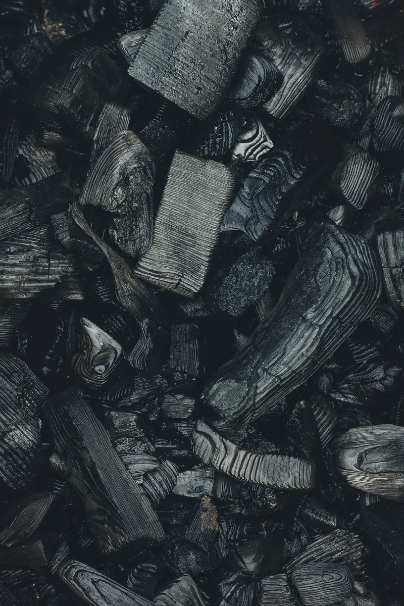 texture, 5K, ash, dark, coals, firewood