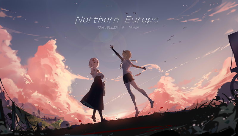 Noelle (Genshin Impact), Lumine (Genshin Impact), Ya ju, 8K, Genshin Impact, anime girls