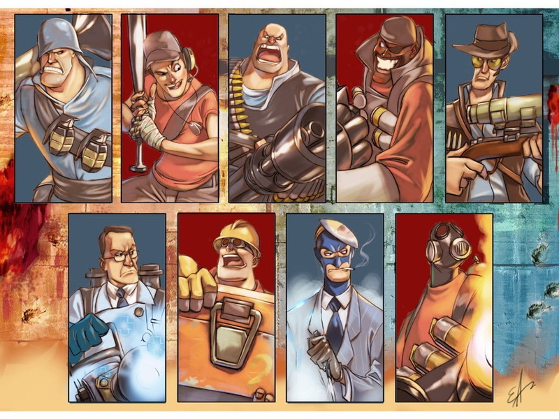 Pyro (character), spies, 480P, clothing, transfer print, male likeness, creativity, video games, characters, female likeness, Engineer (character), teenager