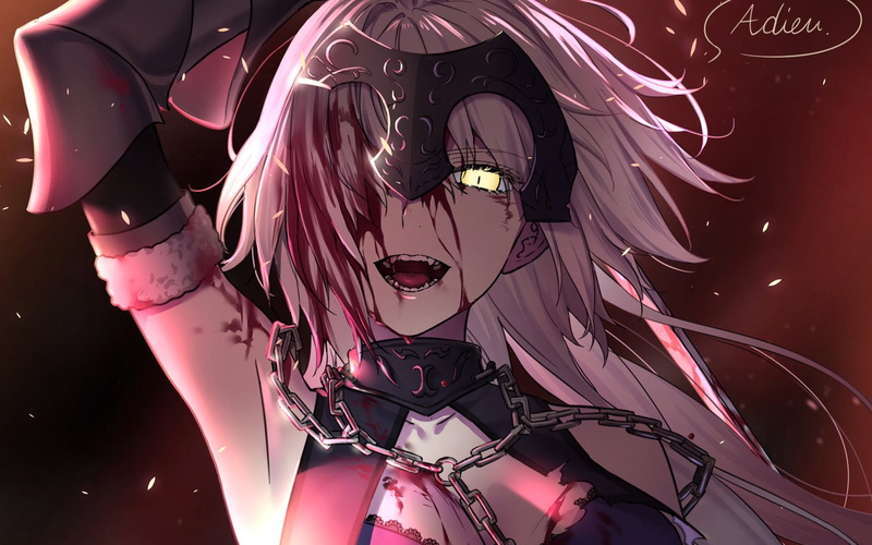 2K, Fate/Grand Order, Jeanne dArc Alter, Fate Series, Yellow Eyes, Blood, Avenger (Fate/Grand Order)