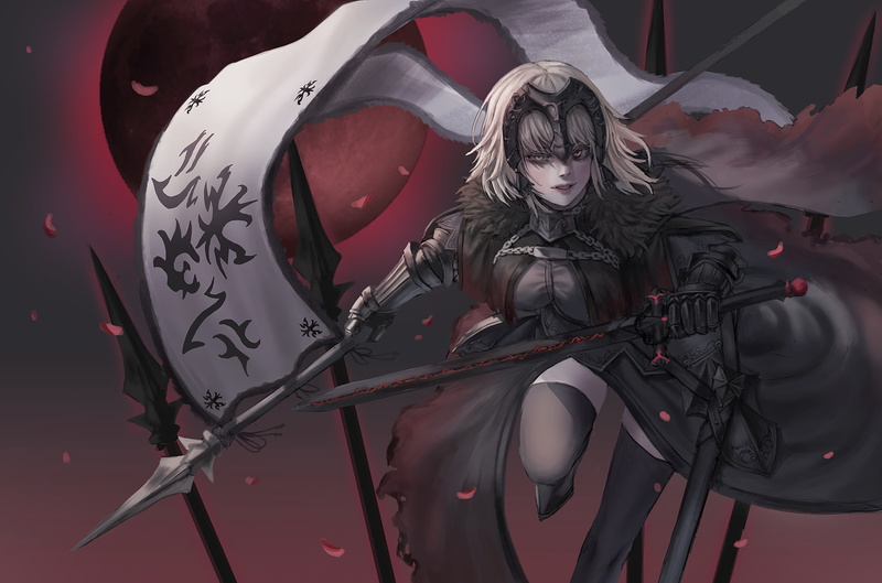 front view, adult, 2K, hairstyle, sword, yellow eyes, Fate/Grand Order, arts culture and entertainment, flag, leisure activity, lifestyles, beautiful woman