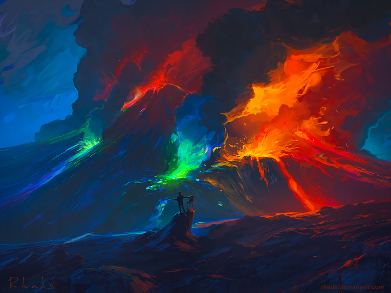 outdoors, colorful lava, high angle view, water, power, beauty in nature, sea, artwork, geology, Fantasy, multi colored, full frame, pattern, no people