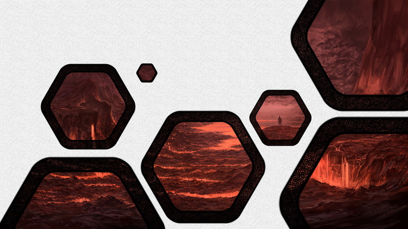 hexagon, white, lava, 1080P