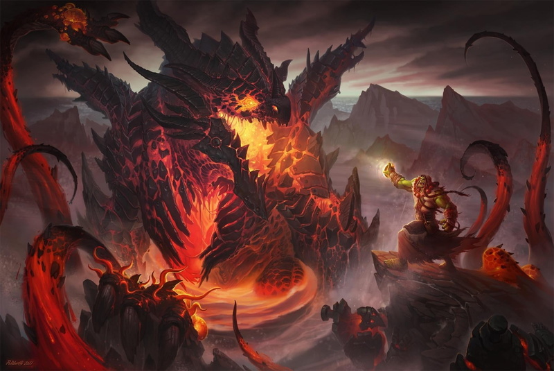 art, lava, cloud - sky, multi colored, World of Warcraft, monster, illuminated, nature, architecture, motion, 720P, beauty in nature, mountain, sky, fan art