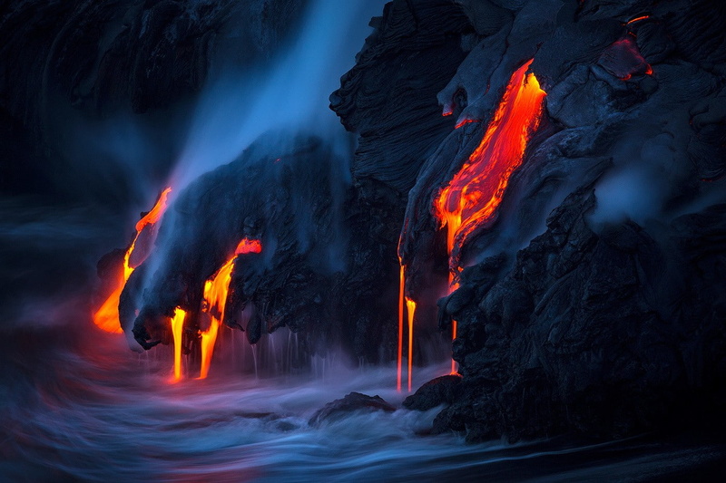 tom kualii nature rocks sea volcano smoke volcanic eruption lava hawaii island, 720P