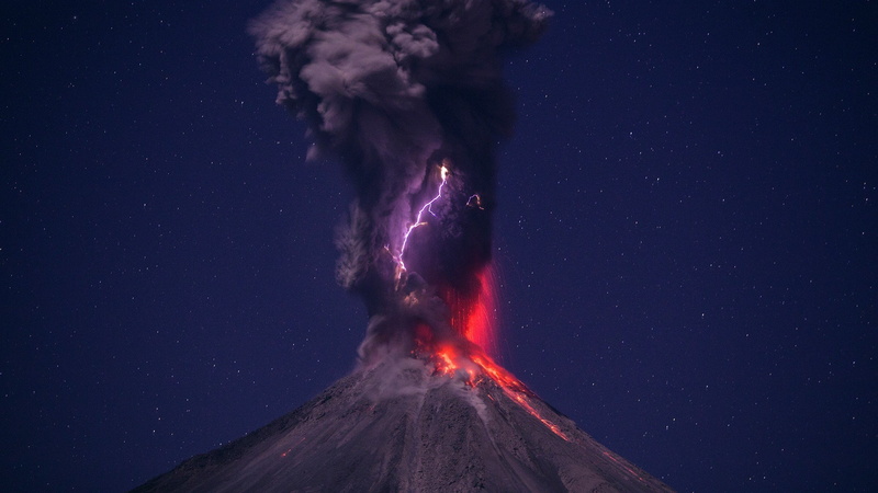 volcano, lava, concepts, art, px, hd, aircraft, eruption, x, stars, 2560x1440 px, 2K