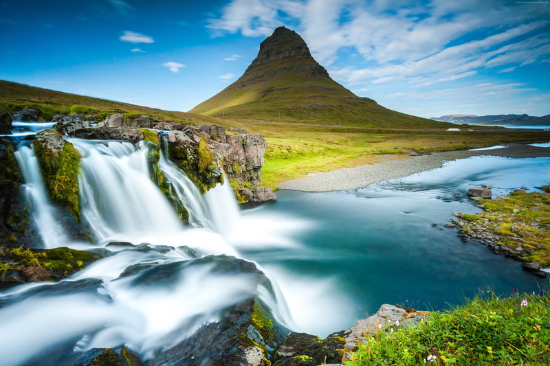 4K, 4K, river, Iceland, waterfall, Reykjavik, mountain
