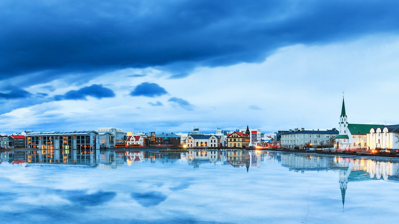 4k, Reykjavik, 4K, sky, river, Iceland
