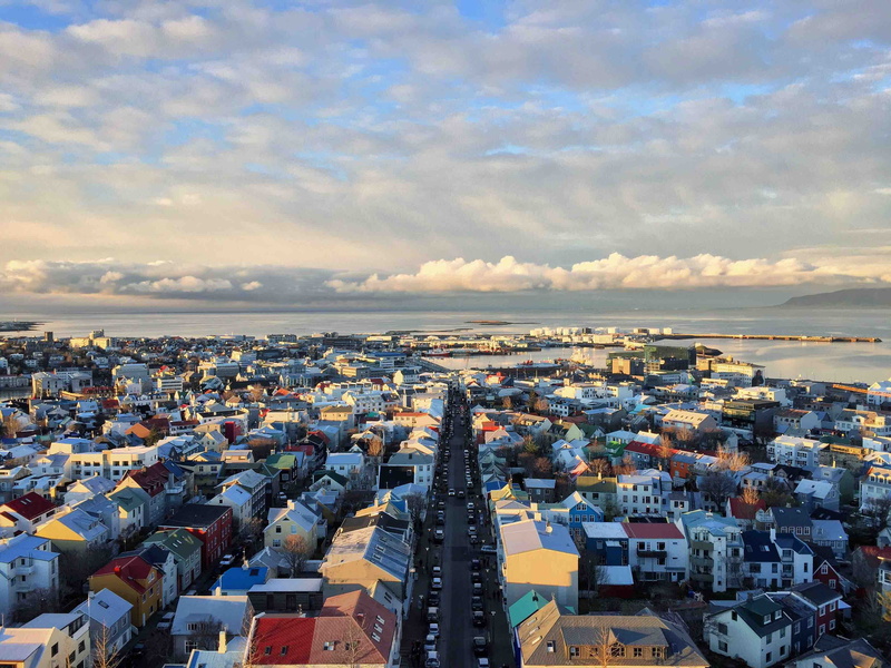 reykjavik, nature, water, iceland, built structure, sunset, residential district, city, aerial view, high angle view, building exterior, outdoors, architecture