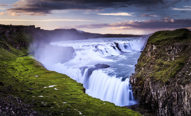 scenics - nature, power in nature, white, vase, environment, motion, flowing, blurred motion, outdoors, waterfall, nature, Iceland, ceramic, blue, cloud - sky