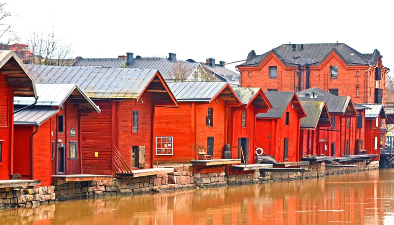 nature, water, scandinavia, finnish, built structure, reflection, 4K, row house, transportation, porvoo, river, house, day, waterfront, architecture, building