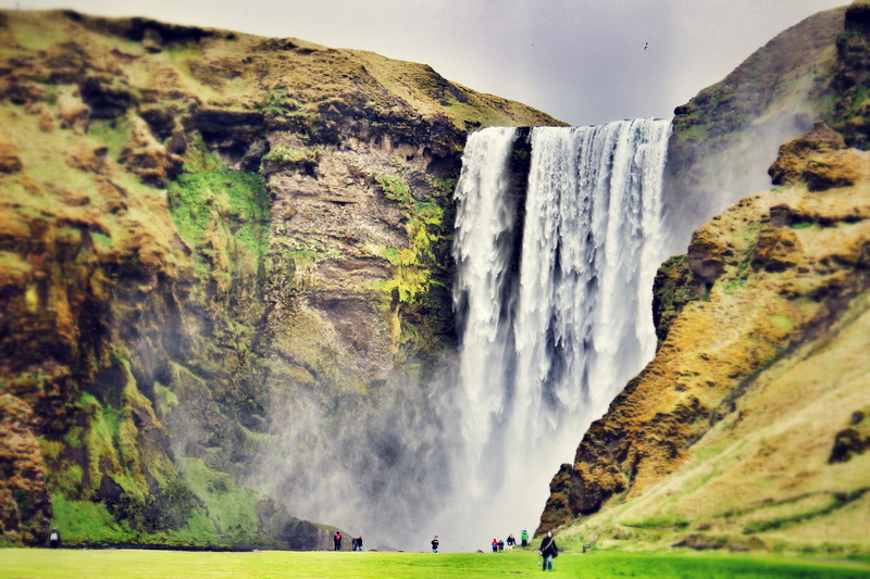 flowing water, scenics, rock, stream, iceland, land, nature, people, godafoss Falls, outdoors, green Color, non-urban scene, awe, landscape, travel Destinations