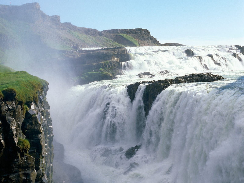stream, forest, power in nature, awe, mountain, environment, gullfoss Falls, famous Place, travel Destinations, rock - Object, godafoss Falls, falling