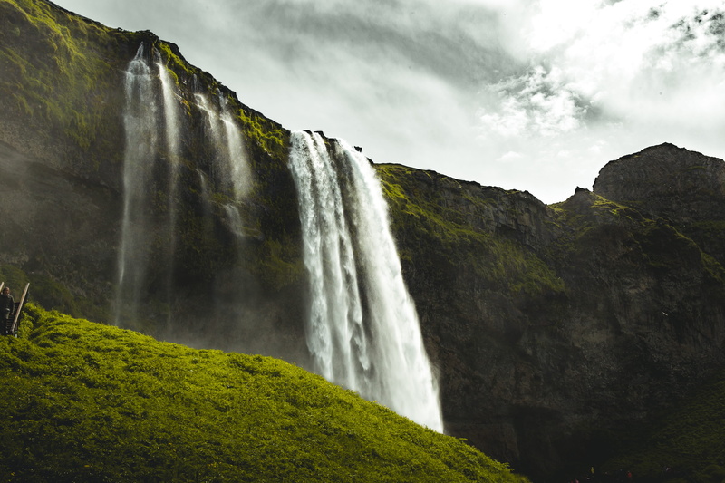 travel Destinations, travel, summer, waterfalls, 5K, gullfoss Falls, no People, green Color, hd, landscape, national Landmark, iceland, awe