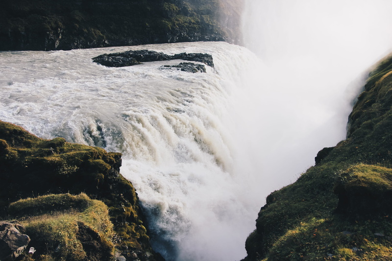 waterfalls, power, motion, solid, angle, outdoors, beauty in nature, falls, daytime, land, high, hills, scenics - nature, water, flowing water, view, iceland