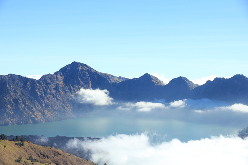 copy space, gunung, tropical, indonesia, sky, volcanic, rinjani, national, day, remote, no people, 5K, water, clear sky, beauty in nature, scenics - nature