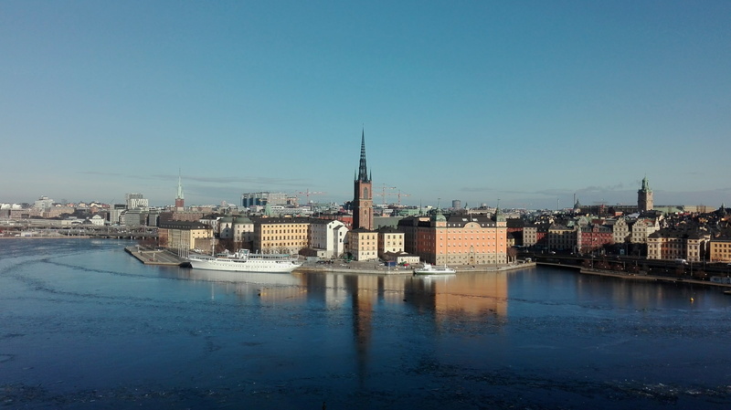 copy space, high, building exterior, stockholm, daytime, built structure, city, winter, near, sea, river, building, church, scandinavia, place of worship
