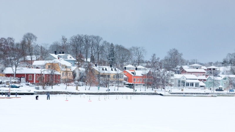 small town, snow, houses, environment, tree, white color, home, extreme weather, baltic, cityscape, building, naantali, 4K, colorful, land, urban, scenics - nature