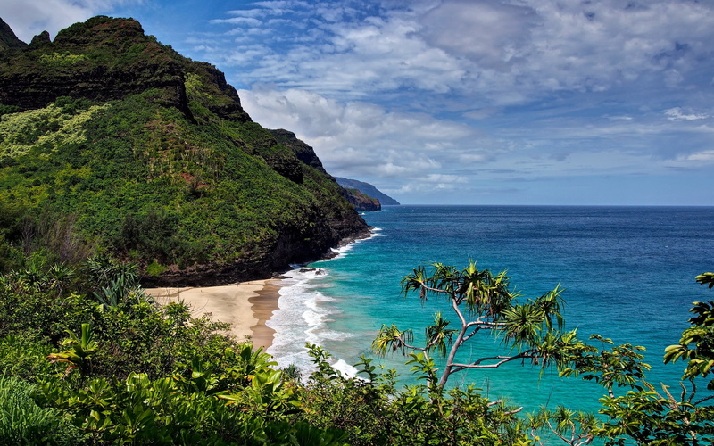 na, background, coast, hanakapiai, kauai, beach, hawaii, pali, 2K, desktop