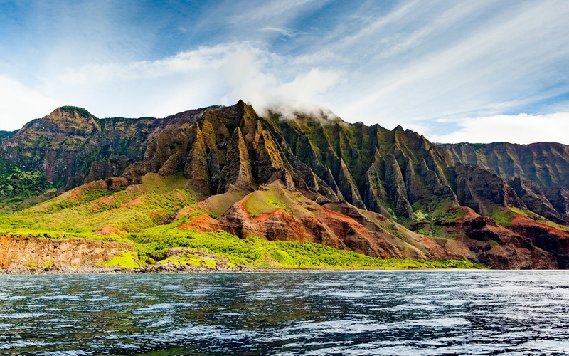 solid, no people, beauty in nature, pali, day, nature, rock - object, eroded, sky, scenics - nature, idyllic, ocean, coast, tranquil scene, 2K, mountain range