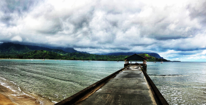 hanalei, outdoors, ocean, architecture, land, beach, mountain, day, beauty in nature, 5K, nature, tranquility, hanalei bay, cloud - sky, non-urban scene