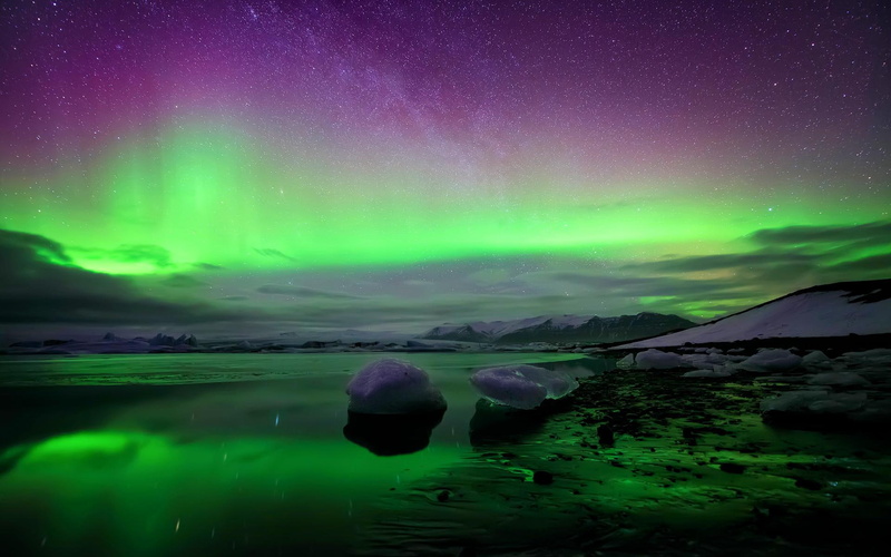 lights, 1080P, aurora, iceland, northern, space