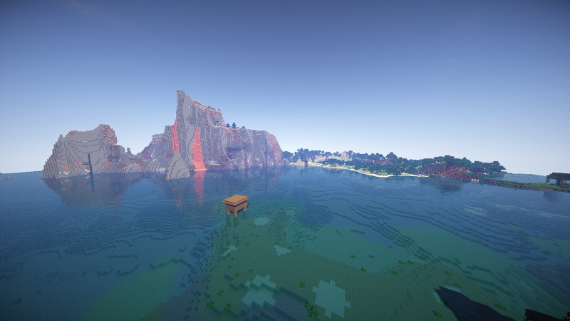 scenics - nature, outdoors, mountain, no people, 1080P, blue, Minecraft, screenshot, copy space, reflection, water, nature, tranquility, beauty in nature