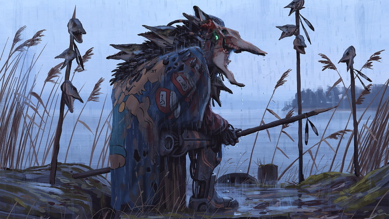 robot, Rogue, digital art, 1080P, vagabonds, Things from the Flood, artwork, Simon Stålenhag