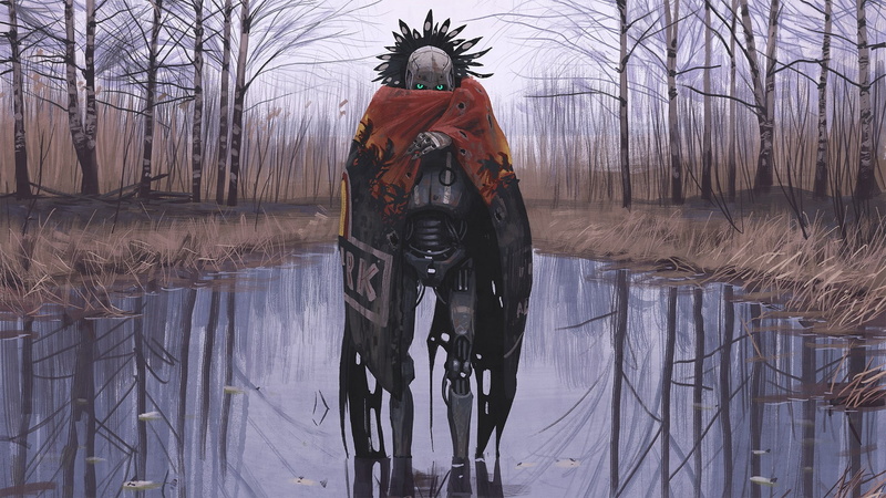 1080P, robot, Rogue, Things from the Flood, Simon Stålenhag, vagabonds, artwork, digital art