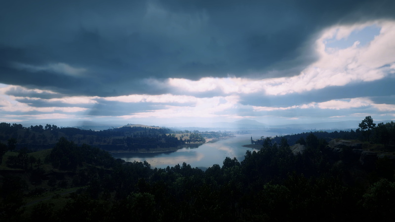 PC gaming, flood, nature, overcast, video games, Red Dead Redemption 2, landscape, 2K