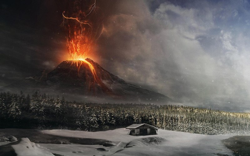 house, trouble, lava, 1080P, ambiguitas, 3d and abstract, volcano