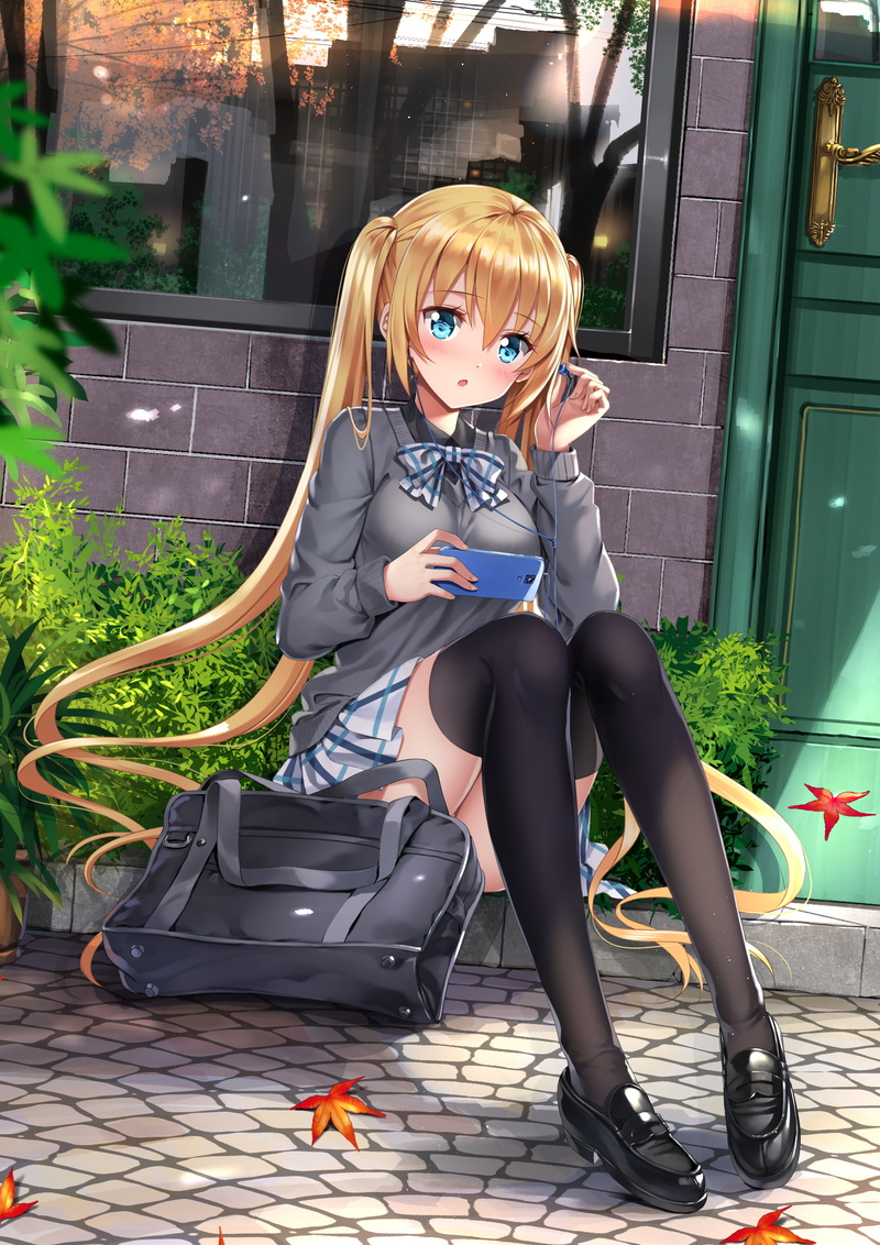 school uniform, Hinata Kaho, anime girls, BLEND-S, blonde, 1080P