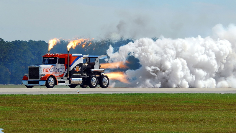 semi, jet, hd, truck, smoke, fire, flames, flame, 1080P, cars