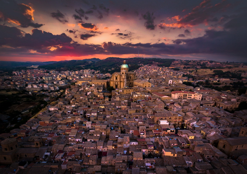 cathedral, aerial view, 1080P, Piazza Armerina, Sicily, town
